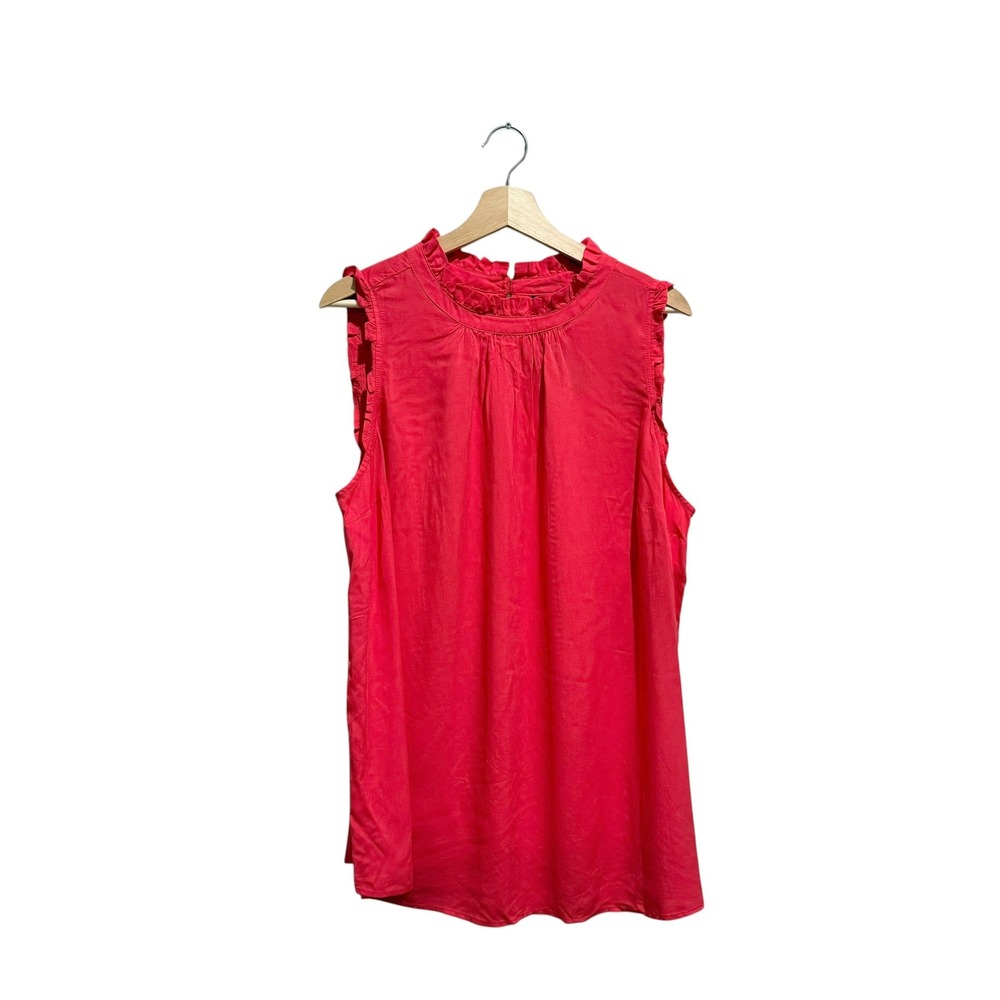 NWT Torrid Teaberry Pink Twill Ruffle Neck Tank Top 1X
